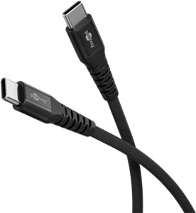 USB-C™ Supersoft Textile Cable with Metal Plugs, 1 m, black