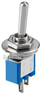 Subminiature Toggle Switch, ON - OFF, 2 Pins, Blue Housing