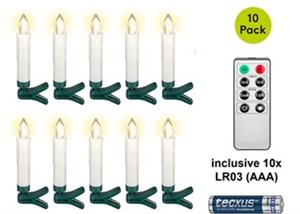 10 Wireless LED Christmas Tree Candles incl. 20x AAA (LR03)