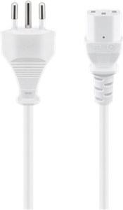 IEC Cord Switzerland, 2 m, White, (3*1 mm²)