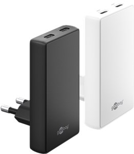 USB-C™ PD GaN Dual Fast Charger 90° Flat (45 W) white USB-C™ PD GaN Dual Fast Charger 90° Flat (45 W) white