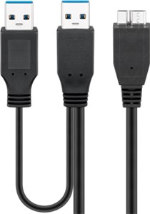 USB 3.0 Dual Power SuperSpeed Cable, Black