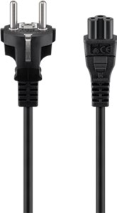 Mains Cable with Safety Plug, 1.8 m, black