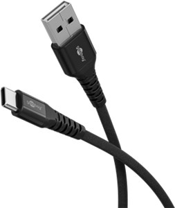 USB-C™ Supersoft Textile Cable with Metal Plugs, 3 m, black