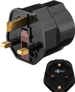 Travel Adapter Europe to UK, black