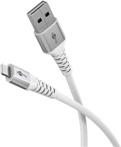 Lightning USB-A Supersoft Textile Cable with Metal Plugs, 1 m, white