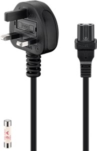 UK Mains Connection Cable, 1.5 m, Black, (2*0.75 mm²)