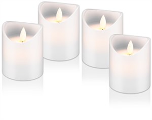 Set of 4 LED Real Wax Candles, white, incl. 12x AAA (LR03)