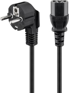 Angled IEC Cord, 1.5 m, Black, (3*0.75 mm²)