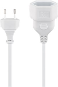 Extension Lead Europlug, 2 m, white, (2*0.75 mm²)