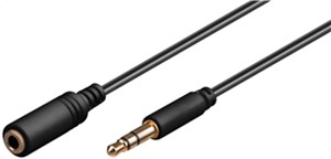 Headphone and Audio AUX Extension Cable, 3.5 mm, 3-pin, Slim