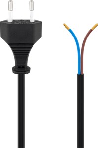 Cable with Euro Plug for Assembly, 1.5 m, Black