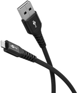 Lightning USB-A Supersoft Textile Cable with Metal Plugs, 0.5 m, black