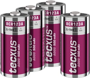 RCR123 Rechargeable - 500 mAh, 4 pc. in cardboard box