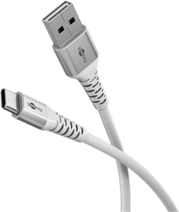 USB-C™ Supersoft Textile Cable with Metal Plugs, 0.5 m, white