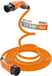 Type 2 Self-Retracting Charging Cable, up to 22 kW, 5 m, orange