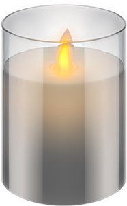 LED Real Wax Candle in Glass, 7.5 x 10 cm, Grey-Transparent