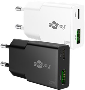 USB-C™ PD GaN Dual Fast Charger Slim (20 W) black USB-C™ PD GaN Dual Fast Charger Slim (20 W) black