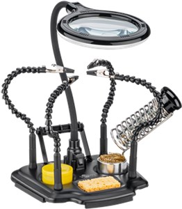 Soldering Aid with Magnifying Lamp and Gooseneck Arms Soldering Aid with Magnifying Lamp and Gooseneck Arms
