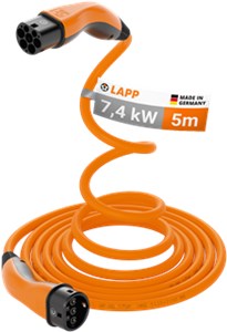 Type 2 Self-Retracting Charging Cable, up to 7.4 kW, 5 m, orange