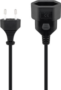 Extension Lead Europlug, 3 m, black