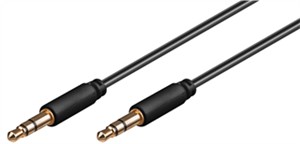 AUX Audio Connector Cable, 3.5 mm Stereo, 3-pin, Slim, CU