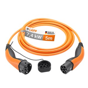 Type 2 Charging Cable, up to 7.4 kW, 5 m, orange