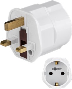 Travel Adapter Europe to UK, white