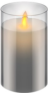 LED Real Wax Candle in Glass, 7.5 x 12.5 cm, Grey-Transparent