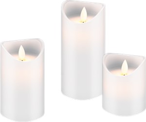 Set of 3 LED Real Wax Candles, white, incl. 10x AAA (LR03)