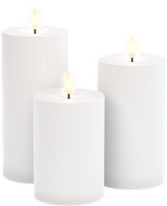 Set of 3 LED Candles "Outdoor", white, incl. 8x AA (LR6)