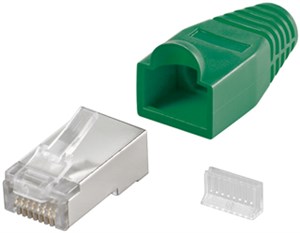 RJ45 Plug, CAT 5e STP Shielded with Strain-relief Boot